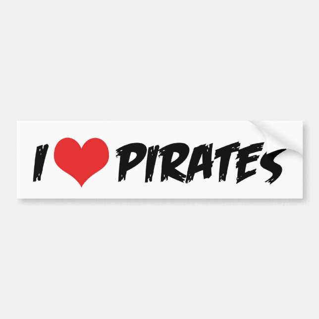 Adesivo Para Carro Eu Adoro Pirates Bumper Sticker (Frente)