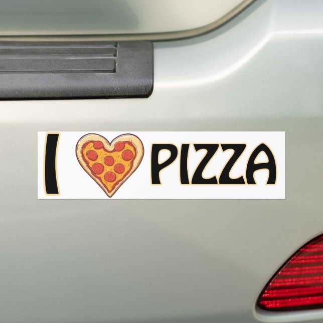 Adesivo Para Carro Eu adoro Pizza - Presente de Comida Engraçado (No carro)
