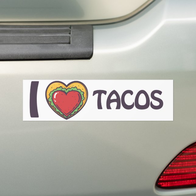 Adesivo Para Carro Eu adoro Tacos (No carro)