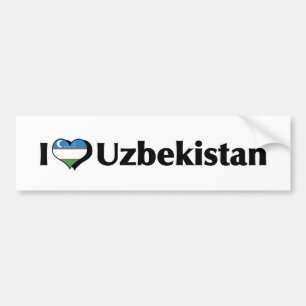 Adesivo Para Carro Eu Amo a Bandeira do Uzbequistão