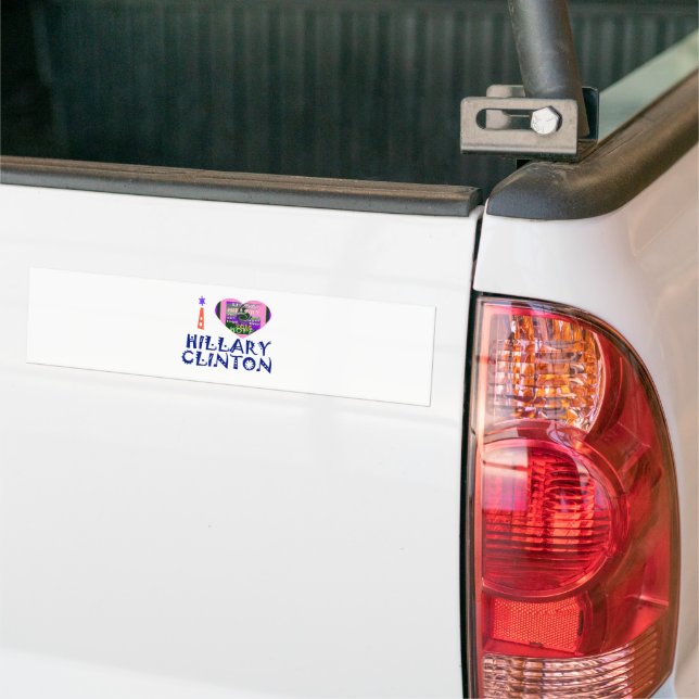 Adesivo Para Carro Eu Amo A Hillary Heart Bumper Sticker (No caminhão)