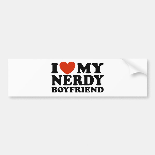 Adesivo Para Carro Eu Amo A Minha Namorado Nerdy (Frente)