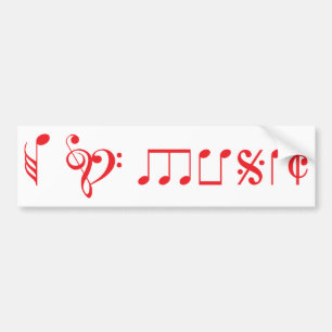 Adesivo Para Carro Eu amo a música, escrita com notas da música