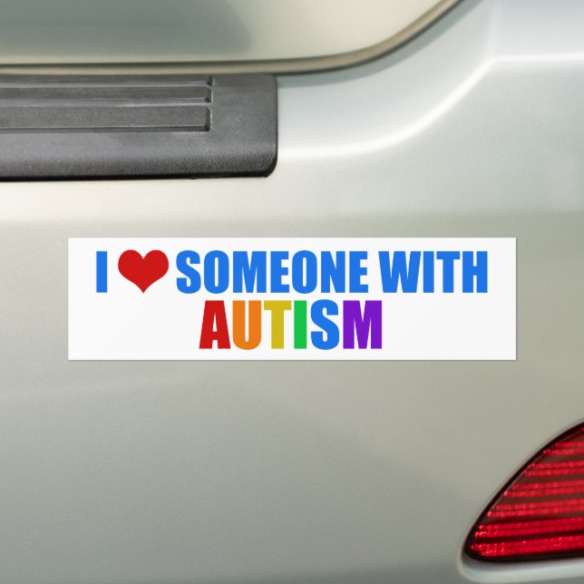 Adesivo Para Carro Eu Amo Alguém Com Autismo Belo Arco-Íris (No carro)