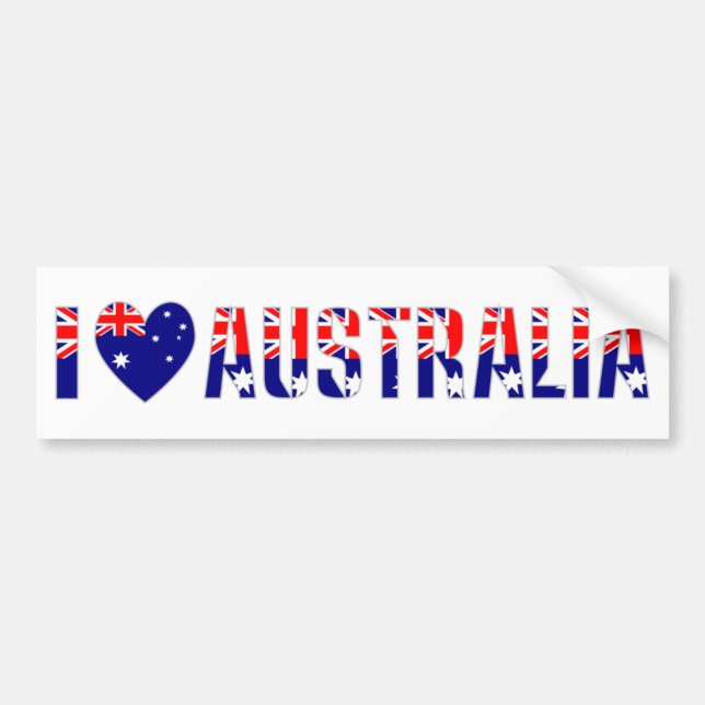 Adesivo Para Carro Eu Amo Austrália (Escuro) (Frente)