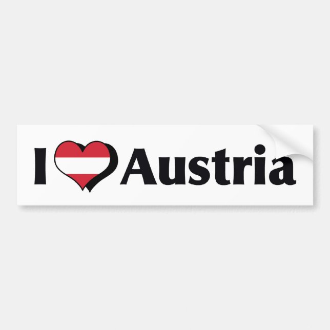 Adesivo Para Carro Eu Amo Bandeira da Áustria (Frente)