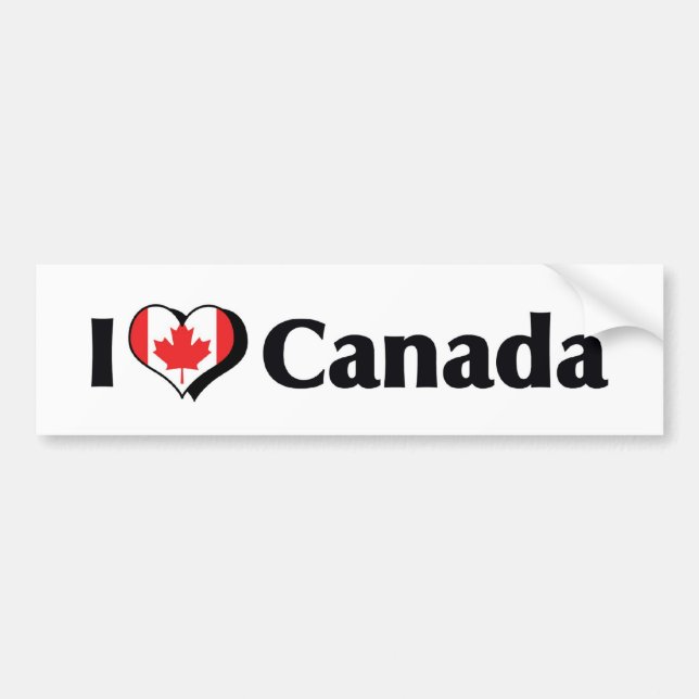 Adesivo Para Carro Eu Amo Bandeira do Canadá (Frente)