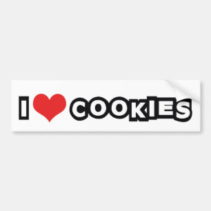 Adesivo Para Carro Eu Amo Biscoitos de Coração - Amante de Comida de