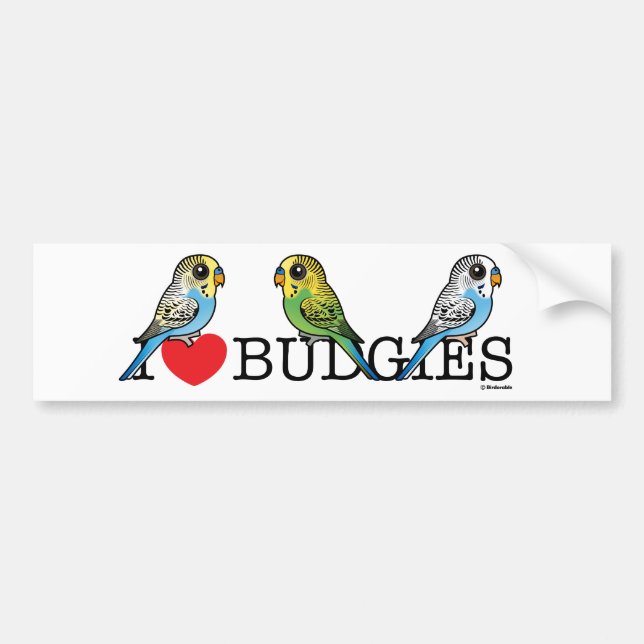 Adesivo Para Carro Eu amo Budgies (Frente)