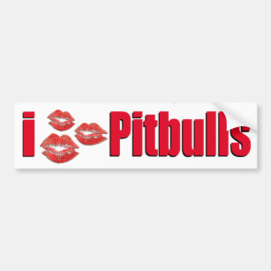 Adesivo Para Carro Eu amo cães de Pitbull, beijos do batom loucos