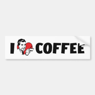 Adesivo Para Carro Eu Amo Café Coração - Amante de Cafeína Java