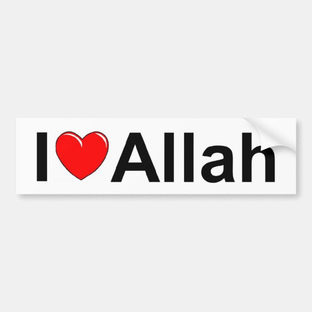 Adesivo Para Carro Eu amo (coração) Allah (Frente)
