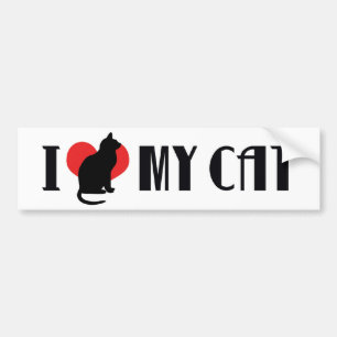 Adesivo Para Carro Eu Amo Coração Meu Gato - Amante de Gatos