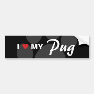 Adesivo Para Carro Eu amo (coração) meu Pug