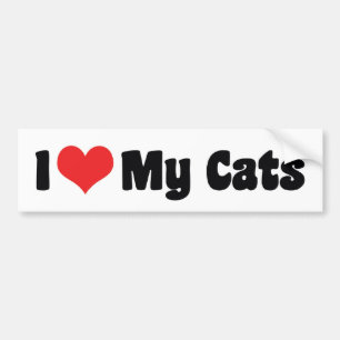 Adesivo Para Carro Eu Amo Coração Meus Gatos - Amante de Gatos