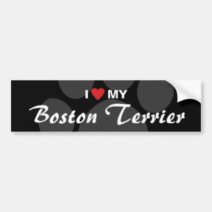Adesivo Para Carro Eu amo (coração) minha raça de Boston Terrier