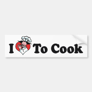 Adesivo Para Carro Eu Amo Coração Para Cozinhar - Amante Da Culinária
