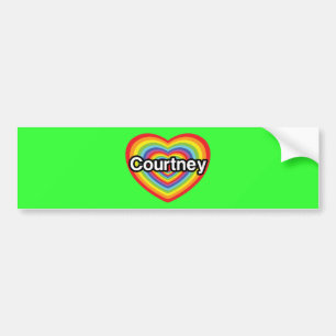 Adesivo Para Carro Eu amo Courtney: coração arco-íris