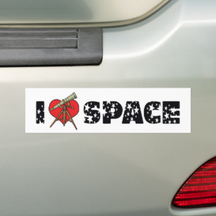 Adesivo Para Carro Eu Amo Espaço do Coração - Amante da Astronomia do