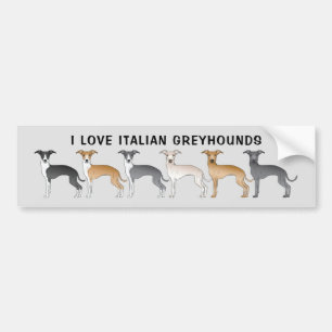 Adesivo Para Carro Eu Amo Galgos Italianos Com Cachorros de Desenho A