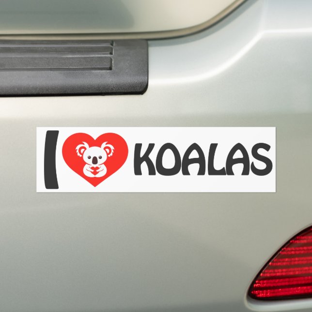 Adesivo Para Carro Eu Amo Koalas (No carro)