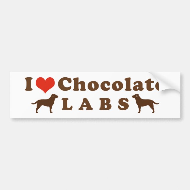 Adesivo Para Carro Eu Amo Labs de Chocolate (Frente)