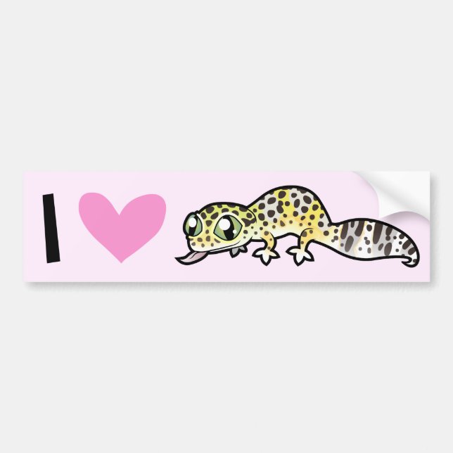 Adesivo Para Carro Eu Amo Lagartixas Leopardes (Frente)