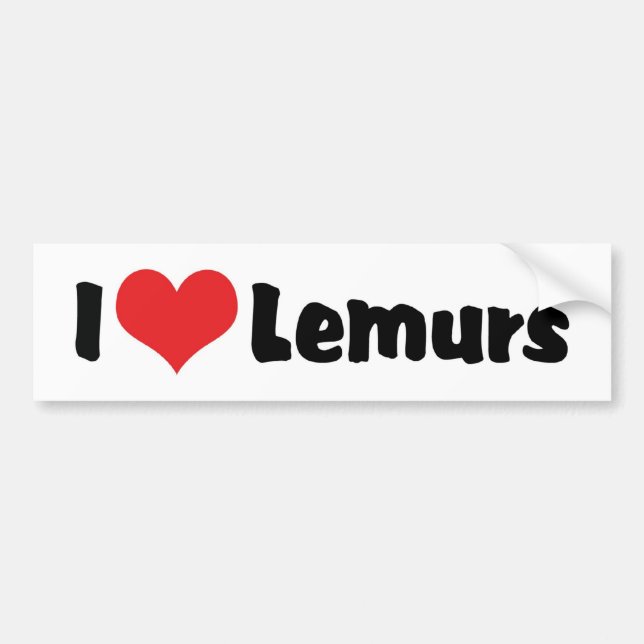 Adesivo Para Carro Eu Amo Lêmures do Coração (Frente)