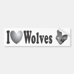 Adesivo Para Carro Eu "AMO" lobos com imagem - autocolante no vidro