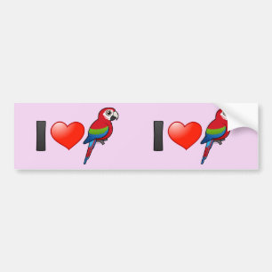 Adesivo Para Carro Eu amo Macaws Verde-voados