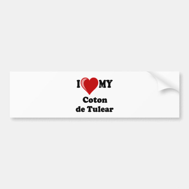 Adesivo Para Carro Eu amo meu algodão De Tulear Cão (Frente)