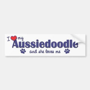 Adesivo Para Carro Eu amo meu Aussiedoodle (o cão fêmea)