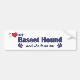 Adesivo Para Carro Eu amo meu Basset Hound (o cão fêmea)