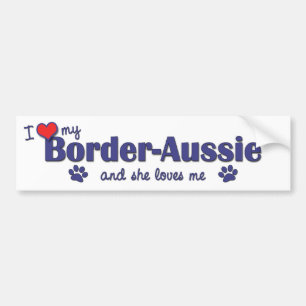 Adesivo Para Carro Eu amo meu Beira-Australiano (o cão fêmea)