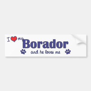 Adesivo Para Carro Eu amo meu Borador (o cão masculino)