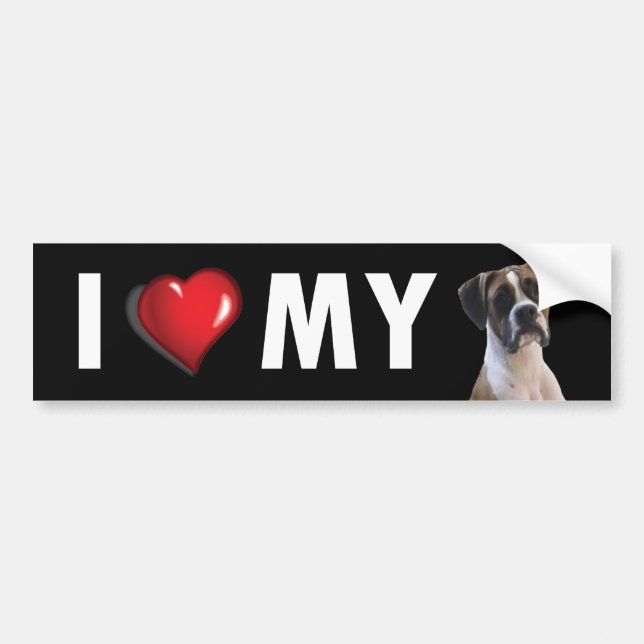 Adesivo Para Carro Eu Amo Meu Boxer Sticker - Cachorro (Frente)