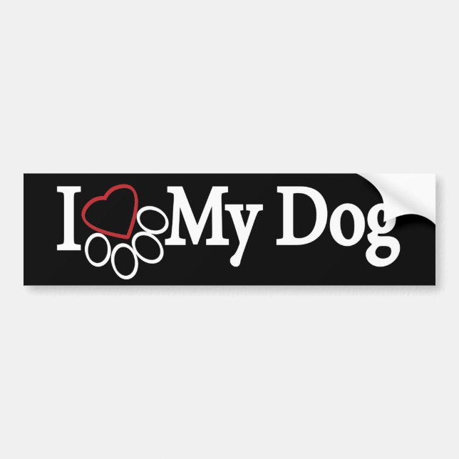 Adesivo Para Carro Eu amo meu branco do cão no autocolante no vidro (Frente)