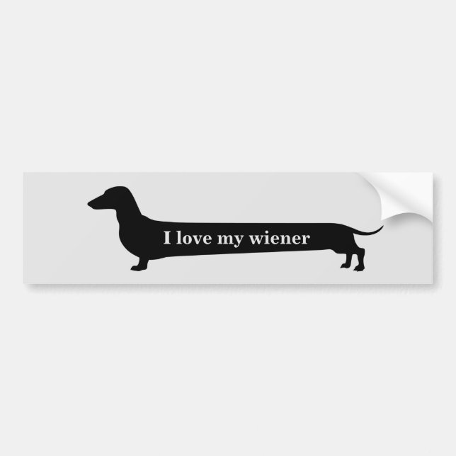 Adesivo Para Carro Eu amo meu bumpersticker do dachshund do wiener (Frente)