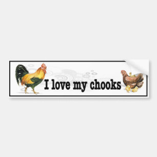 Adesivo Para Carro Eu amo meu Chooks com galo, galinha e galinhas