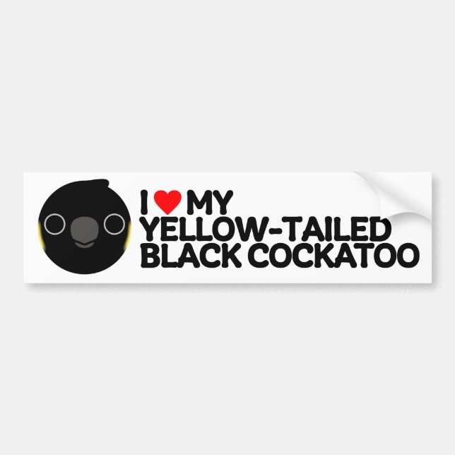 ADESIVO PARA CARRO EU AMO MEU COCKATO NEGRO AMARELO (Frente)