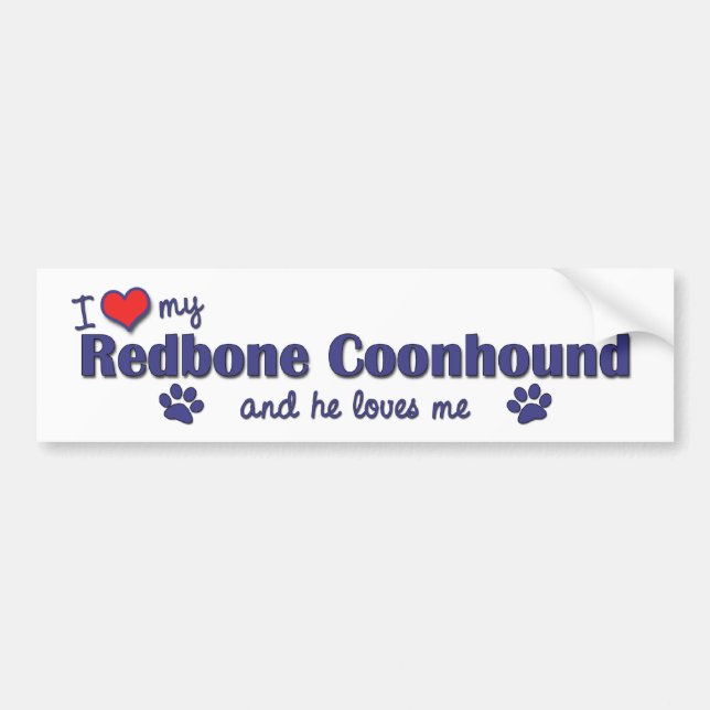 Adesivo Para Carro Eu amo meu Coonhound de Redbone (o cão masculino) (Frente)
