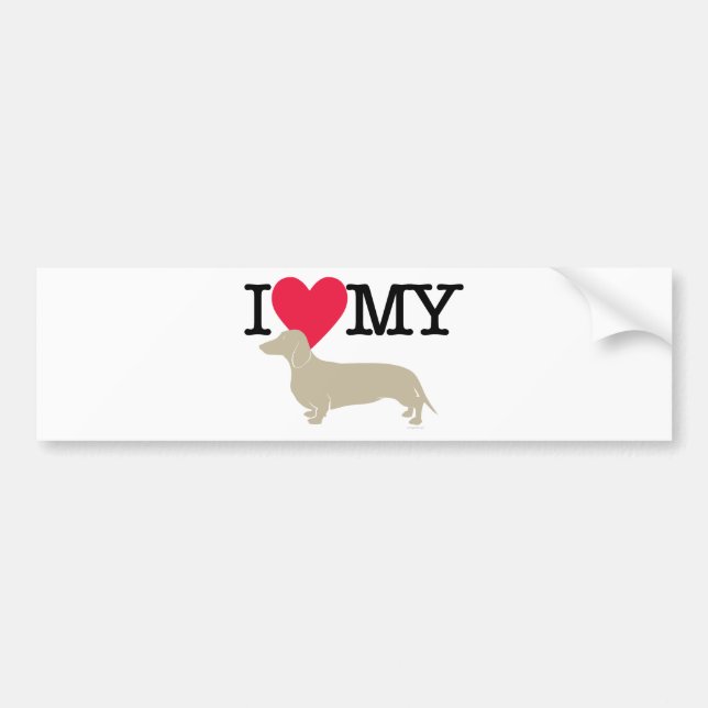 Adesivo Para Carro Eu amo meu Dachshund! (Frente)