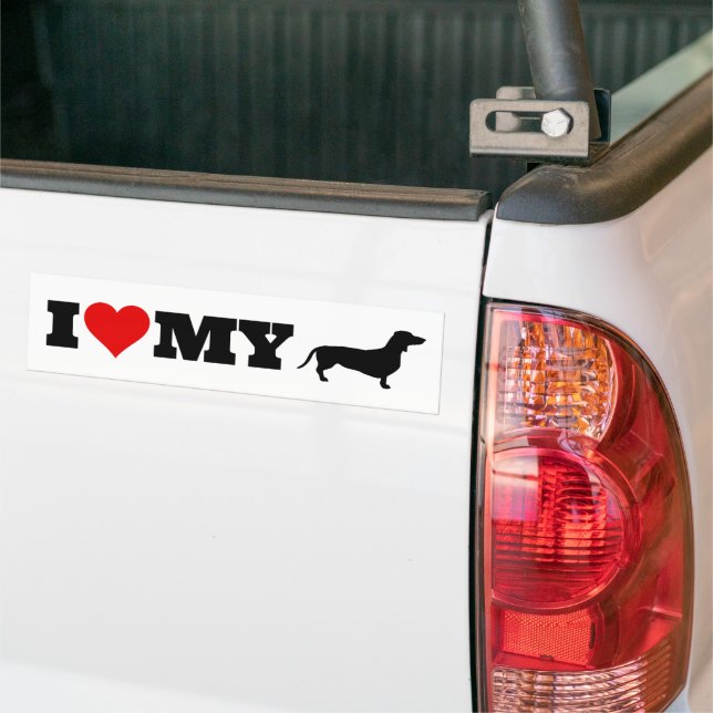 Adesivo Para Carro Eu Amo Meu Dachshund (No caminhão)