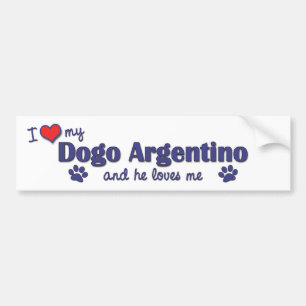 Adesivo Para Carro Eu amo meu Dogo Argentino (o cão masculino)