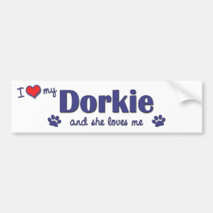 Adesivo Para Carro Eu amo meu Dorkie (o cão fêmea)
