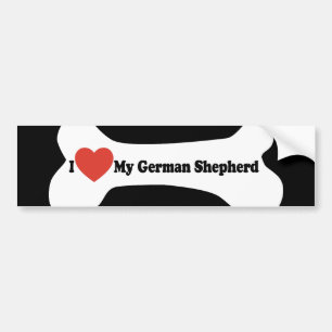 Adesivo Para Carro Eu amo meu german shepherd - osso de cão