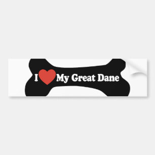 Adesivo Para Carro Eu amo meu great dane - osso de cão