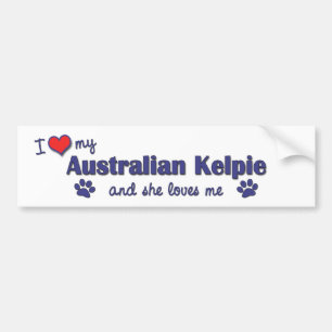 Adesivo Para Carro Eu amo meu Kelpie australiano (o cão fêmea)