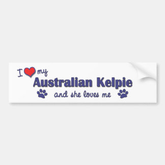 Adesivo Para Carro Eu amo meu Kelpie australiano (o cão fêmea)