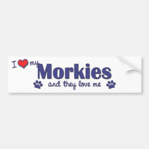 Adesivo Para Carro Eu amo meu Morkies (os cães múltiplos)